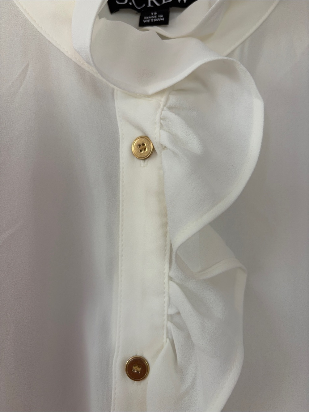 J. Crew Button Down Ruffle Drapey Cottage Top Size 16 Ivory Off-White Cream NWT - Picture 4 of 11